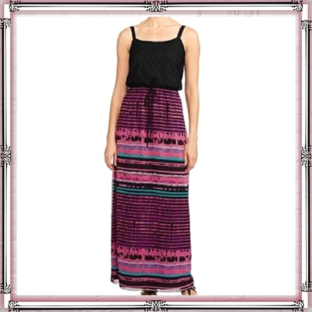 Faded Glory Color Block Sleeveless Maxi Dress Size XL